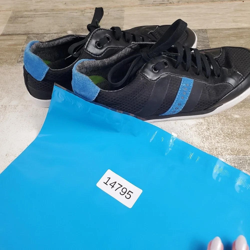 Hugo Boss Shuttle Tenn Tech Mens Shoes 7 Black Striking Blue Lace-Up Sneakers